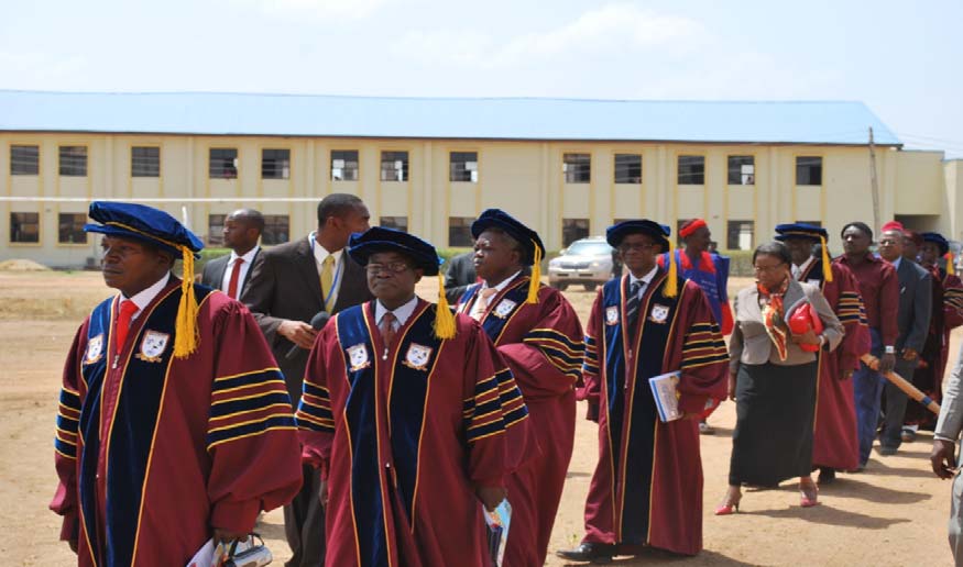 Principal Officers of Bingham University (from Left – Right: Liberian Pastor J.O. Aronsanyin. Bursar James Bako, Registrar Mr. S.S. Sule and Vice Chancellor Prof. Felix I. Anjorin) in a procession during the University’s convocation