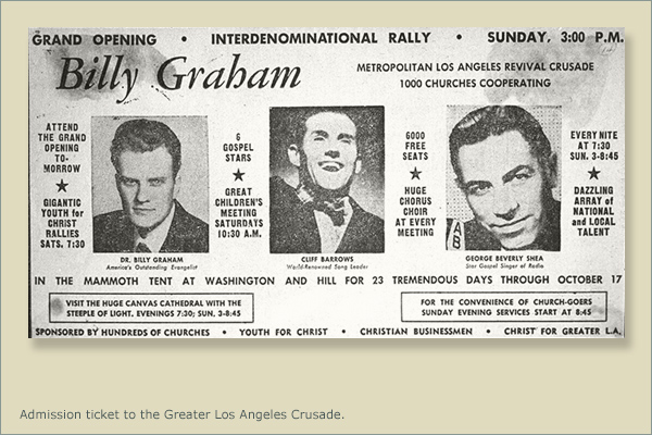 Admission Ticket to Billy Graham LA Crusade