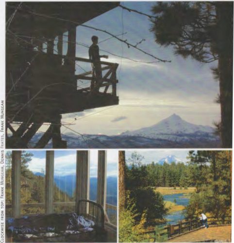 Green Ridge Lookout offers a wide-angle view of the Metolius River Valley and cozy charms inside, while the head-of-the-river trail awaits