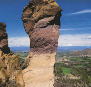 Wind and water shaped the Monkey Face formation, where you can watch experi­ enced climbers challenge Smith Rock