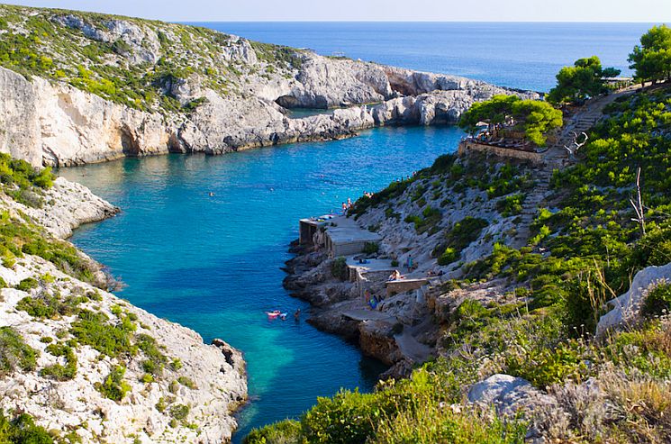 Porto Limnionas bay on Zakynthos island, Greece.