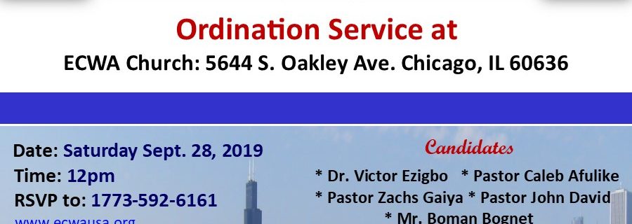 ECWA Chicago 2019 Ordination Service.