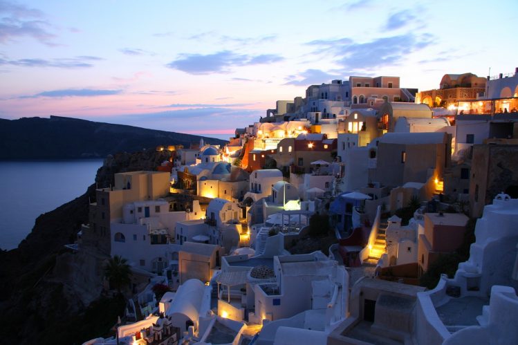 Santorini is one of the Cyclades islands in the Aegean Sea.