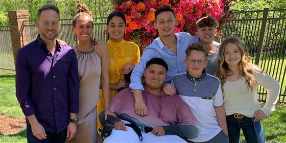 Truett Foster McKeehan (second from the right in the back row), the oldest son of rapper TobyMac (at left), was found dead at 21 on Wednesday. tobymac: Instagram