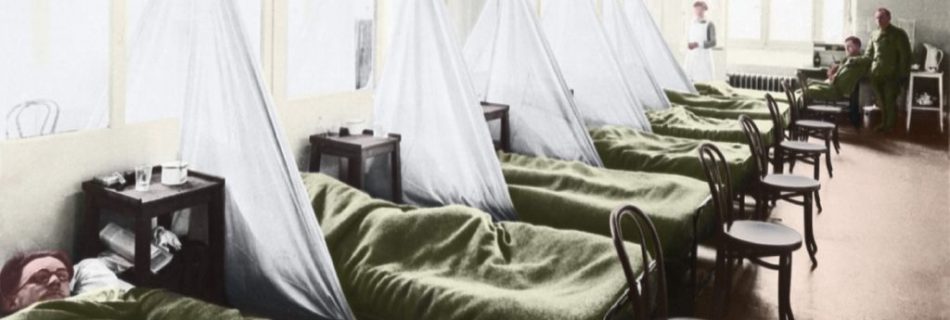 An influenza ward at a U.S. Army Camp Hospital in France during the Spanish flu pandemic of 1918. (Image Shutterstock)