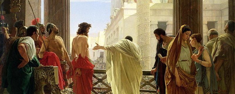 Antonio Ciseri's depiction of Ecce Homo with Jesus and Pontius Pilate, 19th century