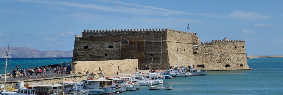 The Venetian fortress of Koules/Castello a Mare (1523–1540) guards the inner harbor of Heraklion.
