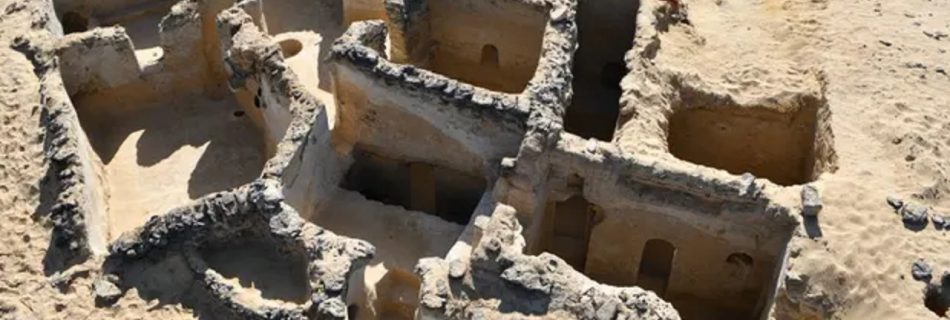 Ancient Christian structures built with basalt rock or carved in the rock face and mudbrick buildings were dated back to between the fourth and seventh centuries AD. (Photograph by The Egyptian Ministry of Antiquities/AFP/Getty Images)