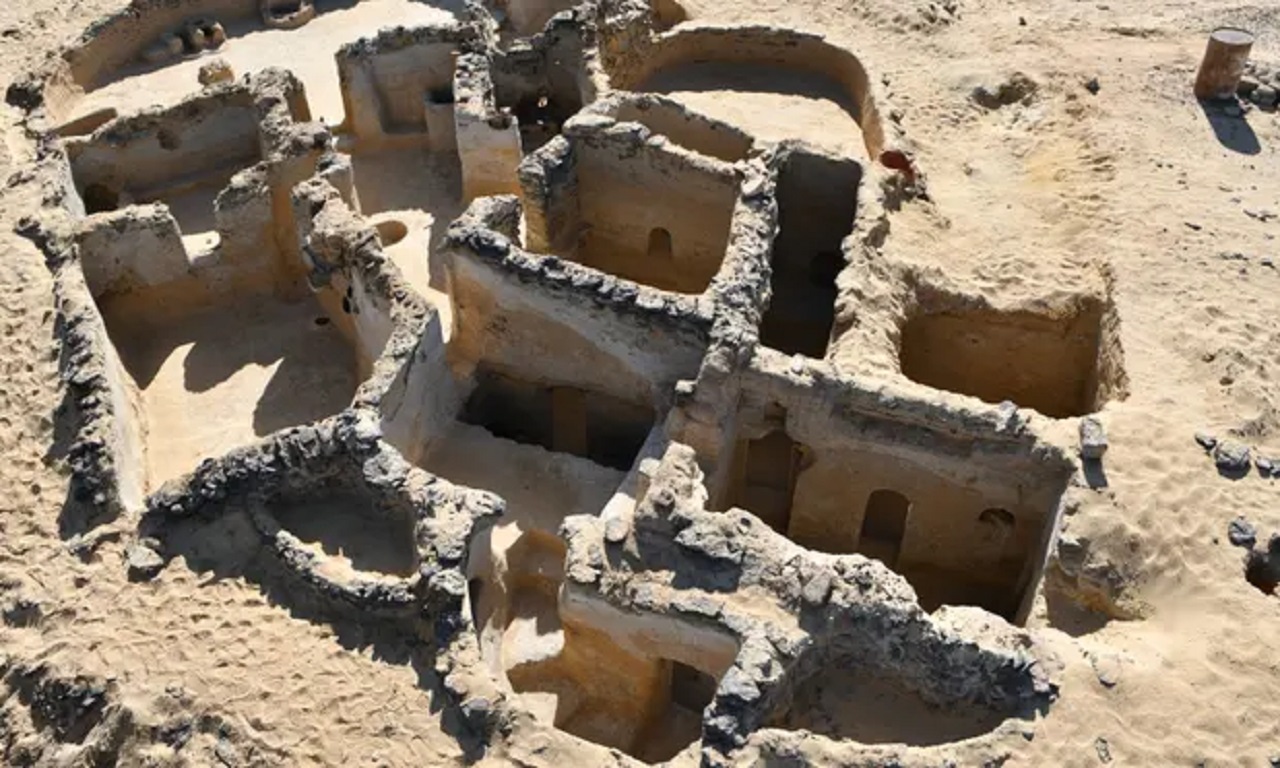 Ancient Christian structures built with basalt rock or carved in the rock face and mudbrick buildings were dated back to between the fourth and seventh centuries AD. (Photograph by The Egyptian Ministry of Antiquities/AFP/Getty Images)