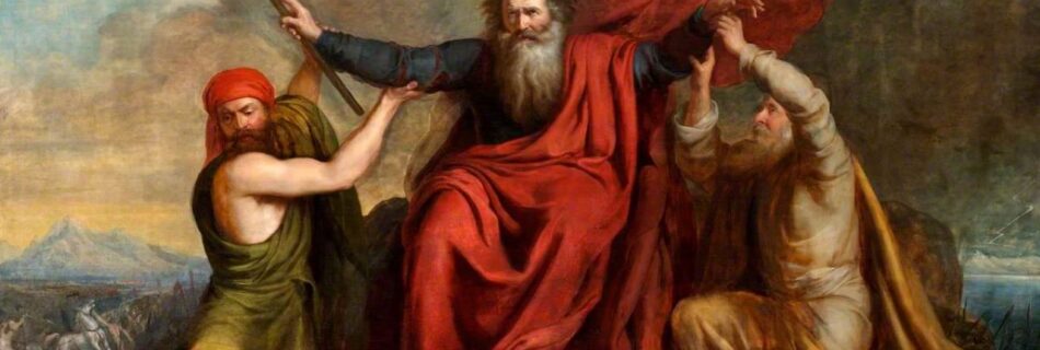 Moses with His Arms Supported by Aaron and Hur by Brigstocke, Thomas, 1809-1881